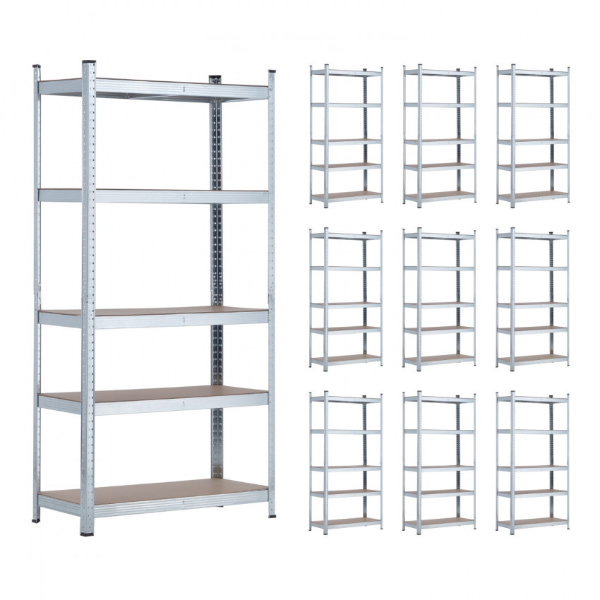MegaPack 10 Estanterías Modulares Metálicas con 5 Baldas 875kg 90x40x180cm Thinia Home Estanterías 1